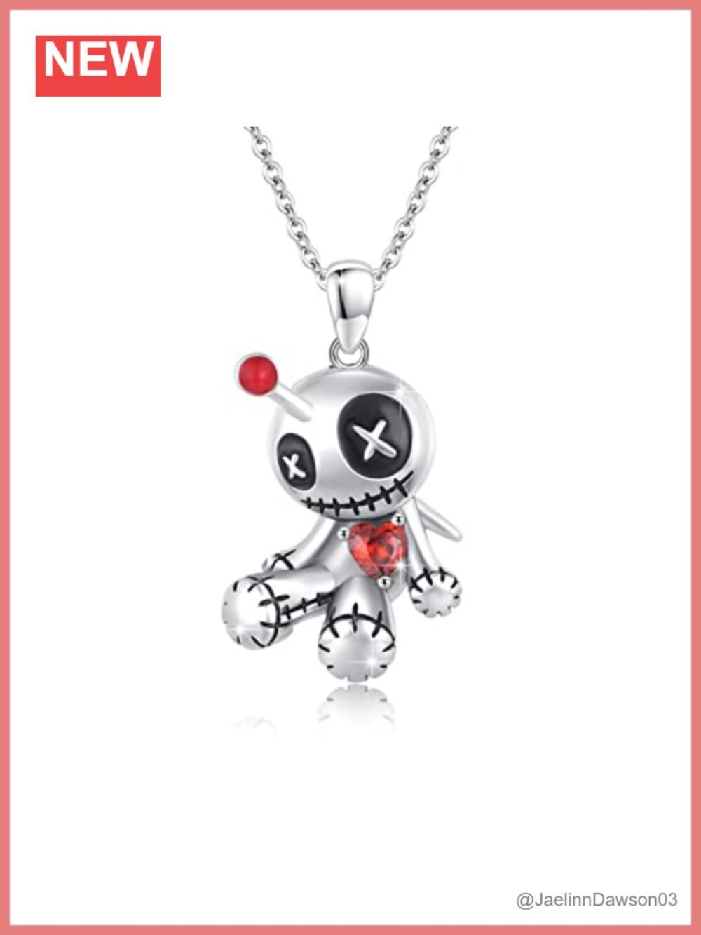 Sterling Silver Voodoo Doll Gothic Pendant Necklace